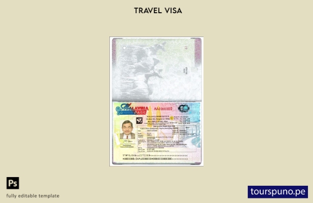 Plantilla de visa de entrada múltiple para Malasia lista para imprimir